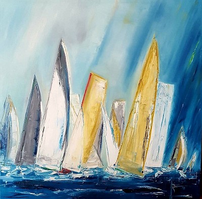 Kékszalag. 90x90cm olaj/vászon